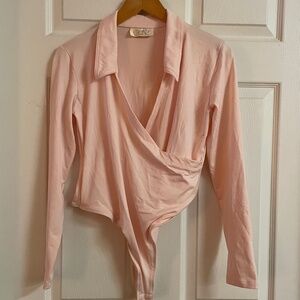 Vintage Caché Woman's Bodysuit Soft Pink Romantic Feminine Sexy Sz Large